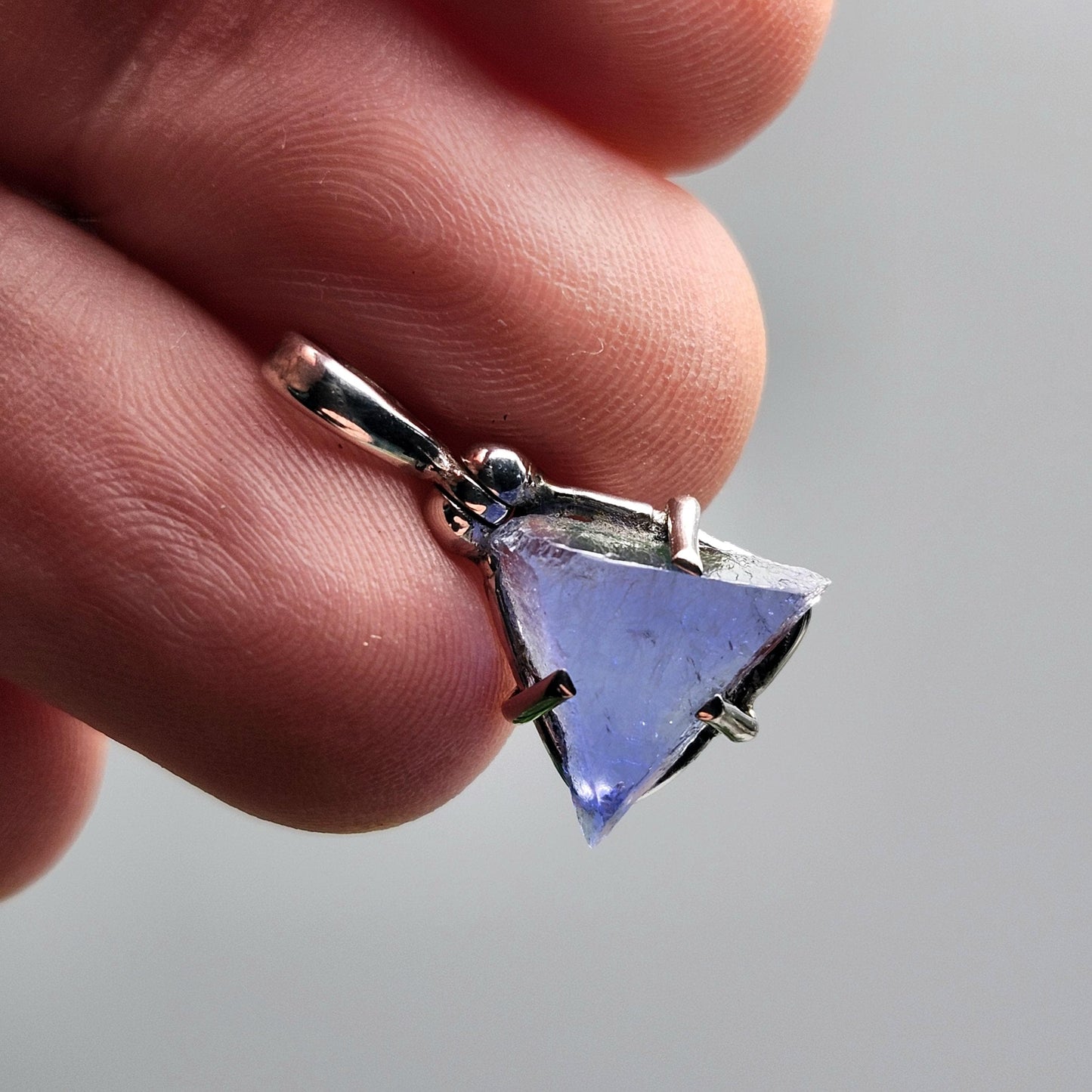 UV Bingham Blue Fluorite Pendant, Sterling Silver Crystal Necklace