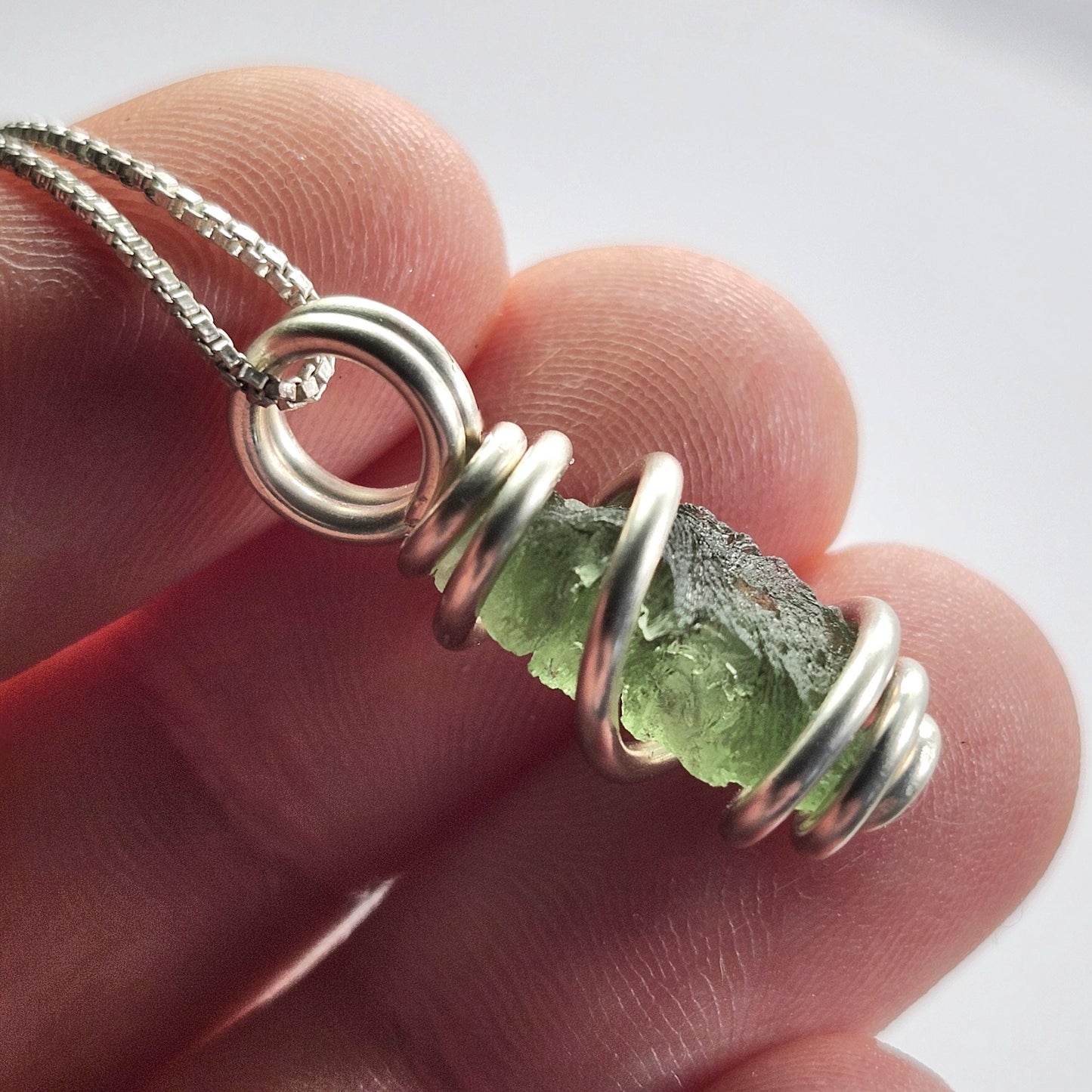 Moldavite with Natural HOLE Pendant, Authentic Moldavite Necklace