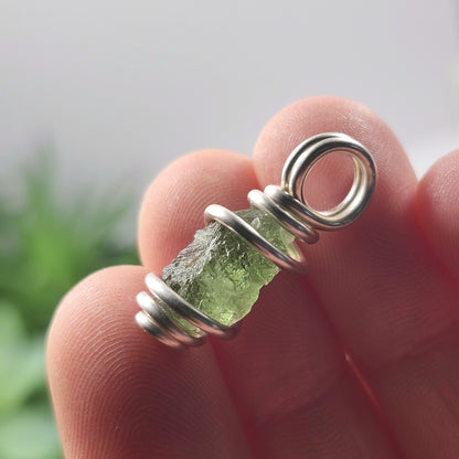 Moldavite with Natural HOLE Pendant, Authentic Moldavite Necklace