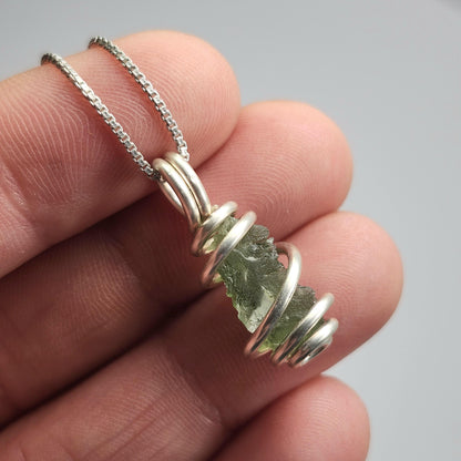 Moldavite with Natural HOLE Pendant, Authentic Moldavite Necklace