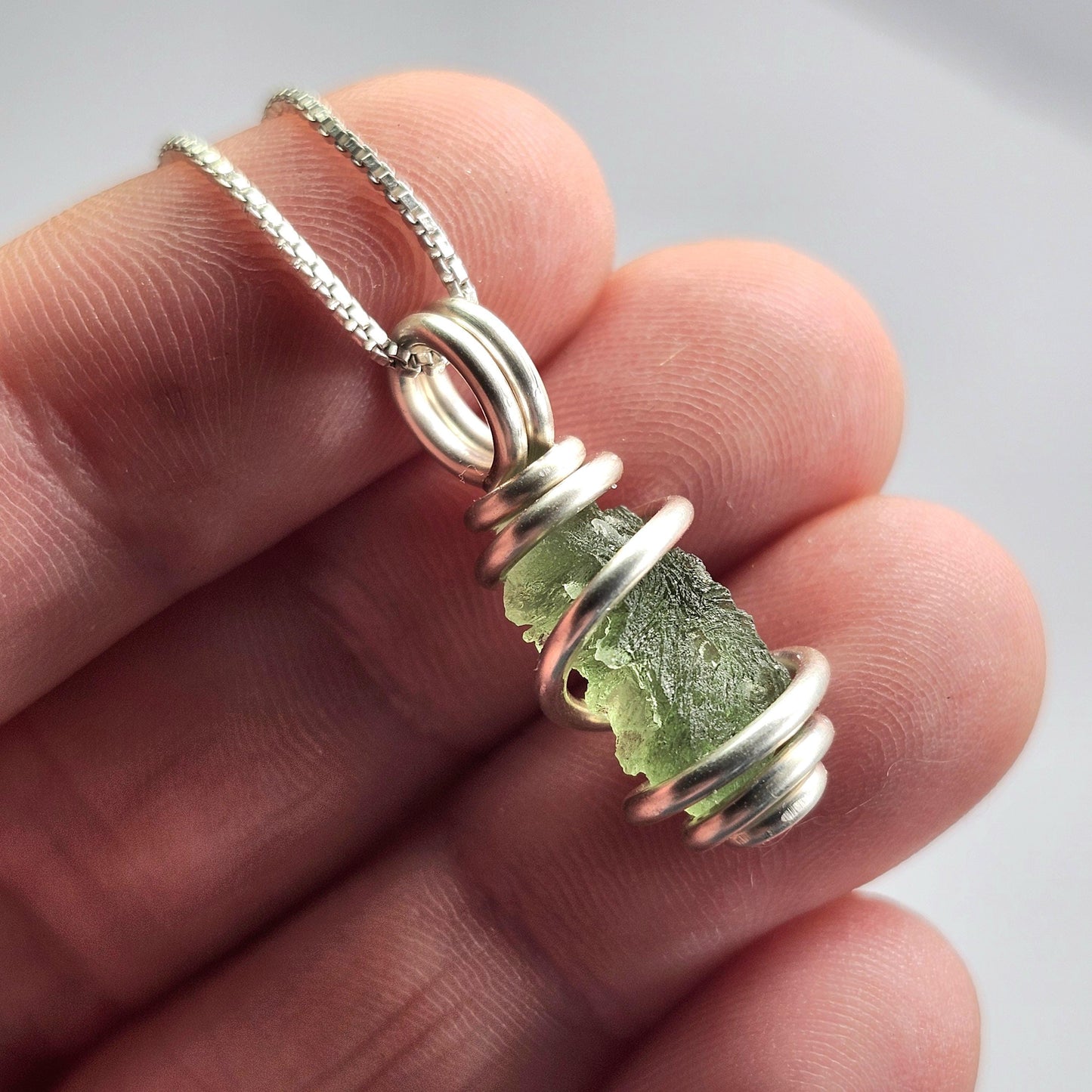 Moldavite with Natural HOLE Pendant, Authentic Moldavite Necklace
