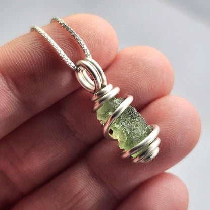 Moldavite with Natural HOLE Pendant, Authentic Moldavite Necklace