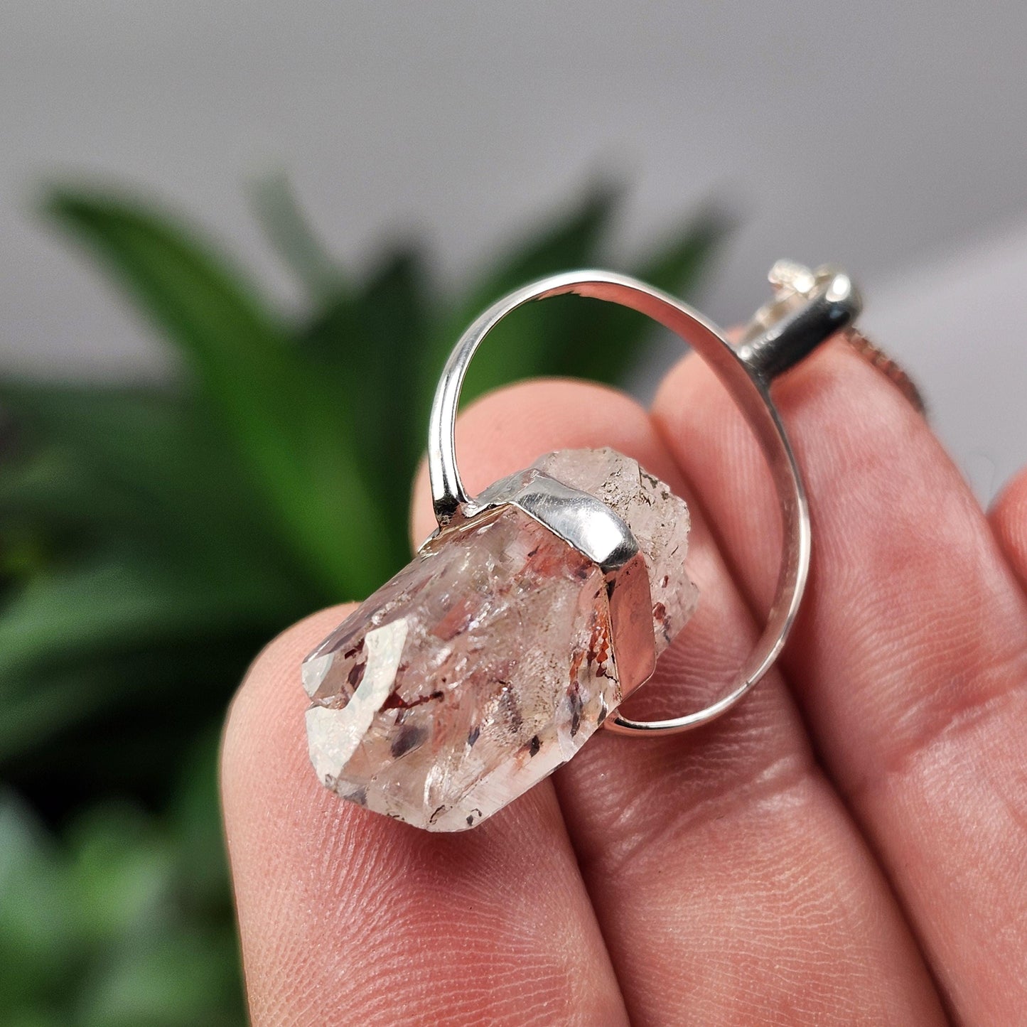 Red Lepidocrocite Quartz Pendant, Disco Fire Sterling Silver Necklace