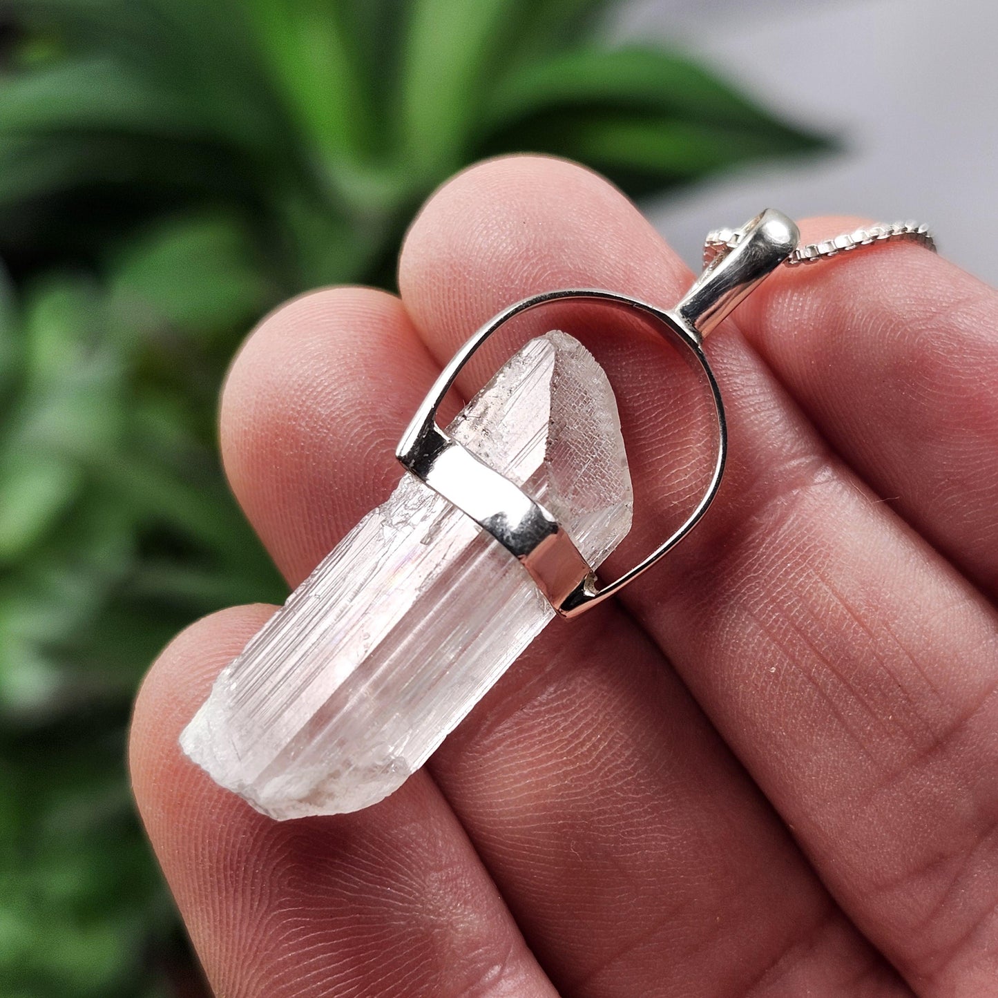 Danburite Crystal Pendant, Sterling Silver Danburite Necklace