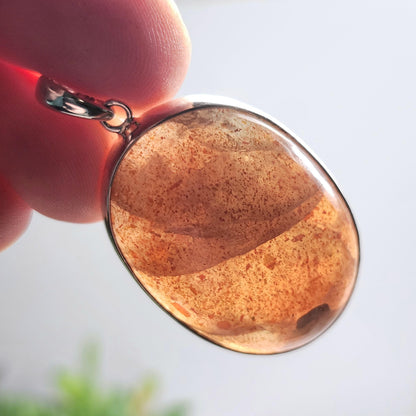 Rainbow Sunstone Pendant, Polished Sunstone Sterling Silver Necklace