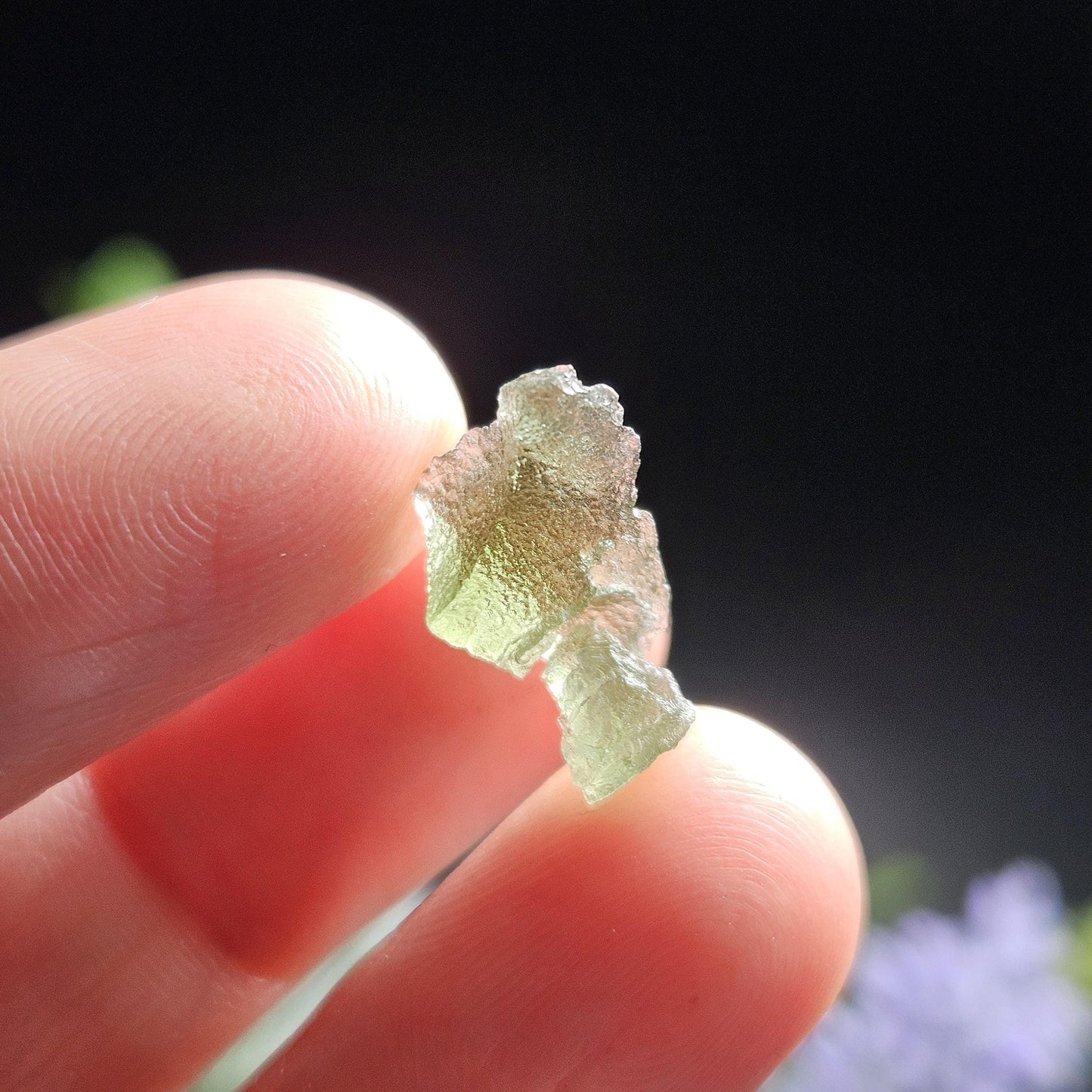 Moldavite Angel Chiming Tektite .62g, Genuine Moldavite