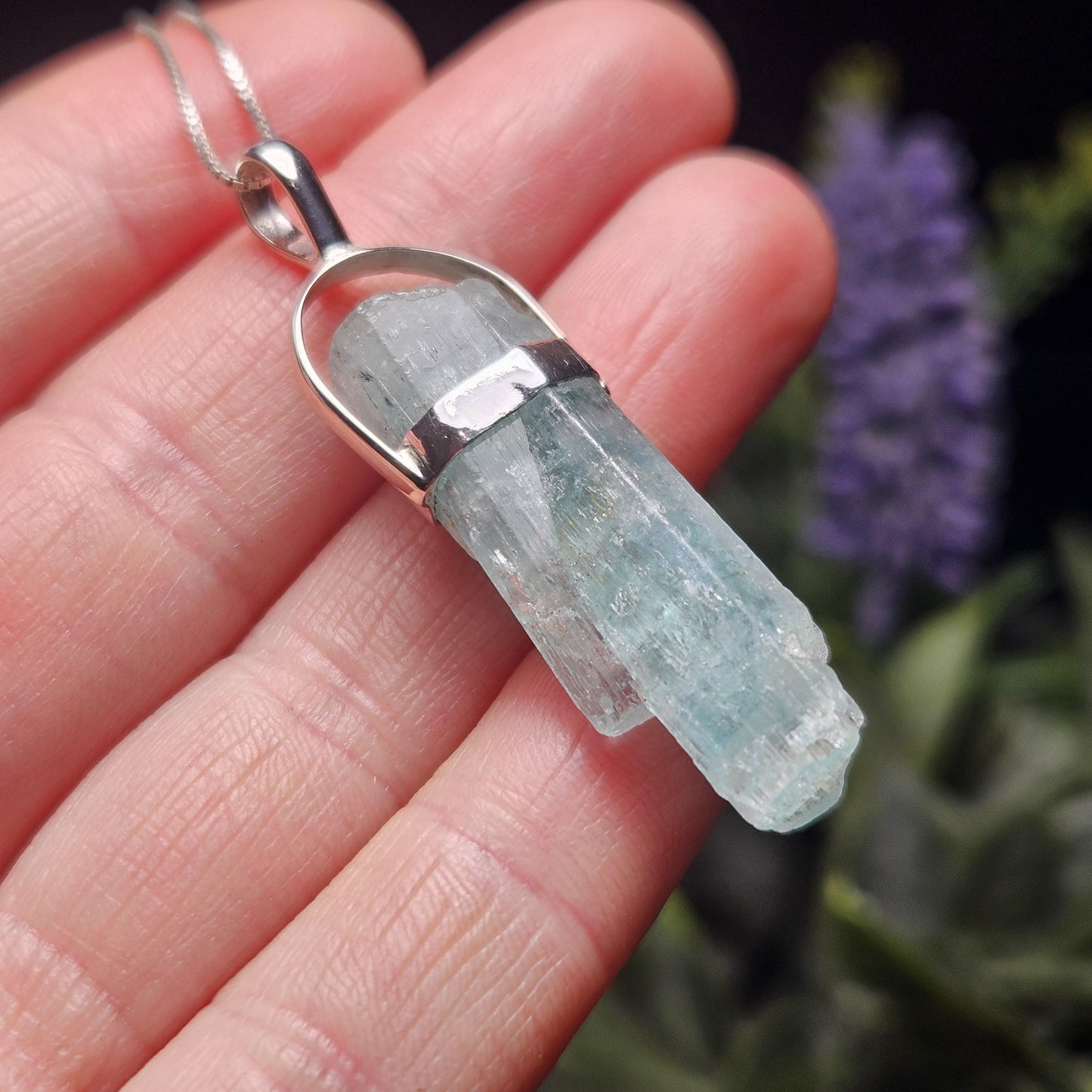 Terminated Aquamarine Crystal Pendant