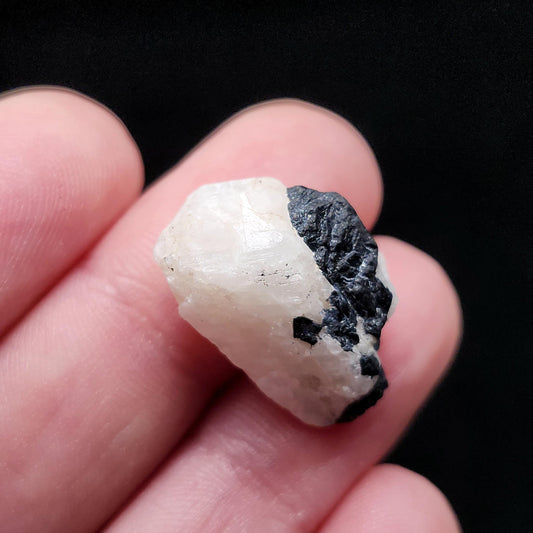 White Phenacite Crystal 4g, Nigerian Phenakite with Black Tourmaline