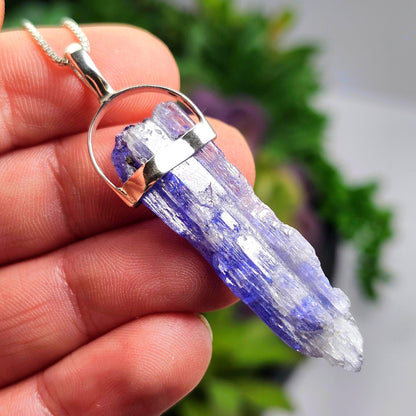 Bi Color Blue Tanzanite Pendant, Sterling Silver Tanzanite Crystal Necklace