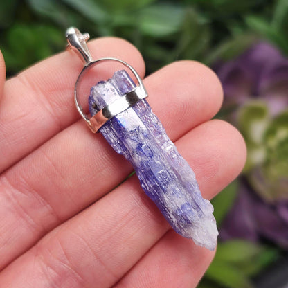 Bi Color Blue Tanzanite Pendant, Sterling Silver Tanzanite Crystal Necklace