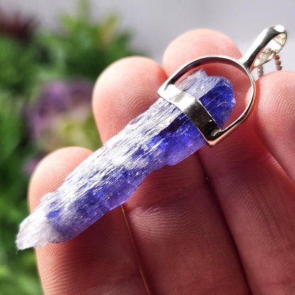 Bi Color Blue Tanzanite Pendant, Sterling Silver Tanzanite Crystal Necklace