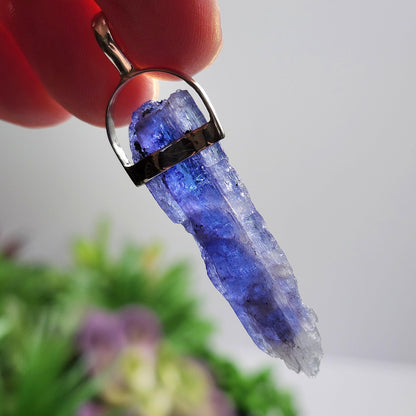 Bi Color Blue Tanzanite Pendant, Sterling Silver Tanzanite Crystal Necklace