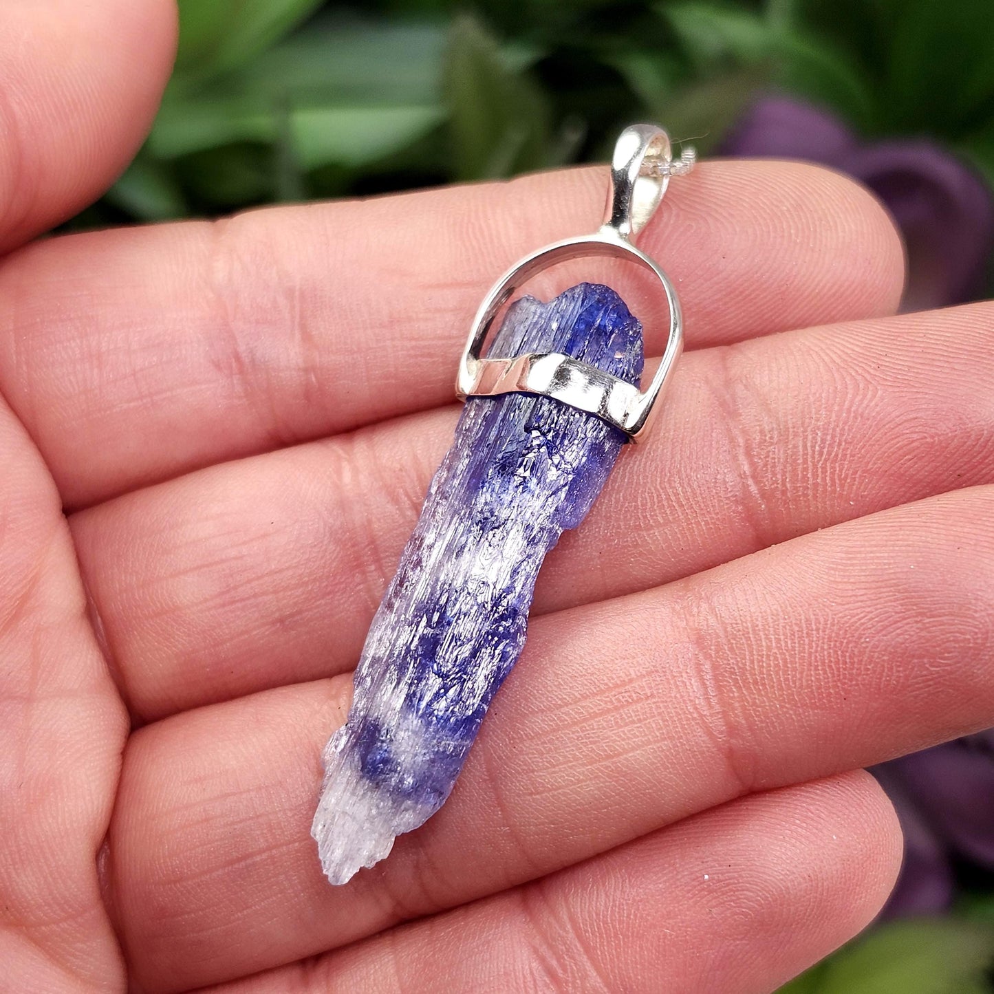 Bi Color Blue Tanzanite Pendant, Sterling Silver Tanzanite Crystal Necklace