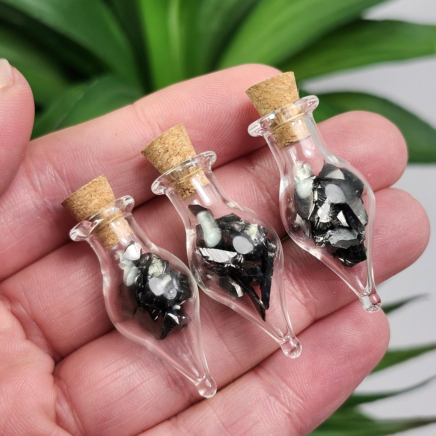 Shungite Crystals in Glass Jar, Elite Noble Shungite Raw Stone