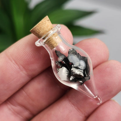 Shungite Crystals in Glass Jar, Elite Noble Shungite Raw Stone