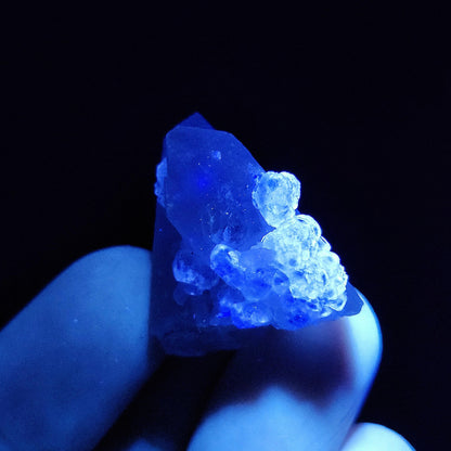 UV Reactive Fluorite on Quartz, Fluorescent Fluorite & Quartz