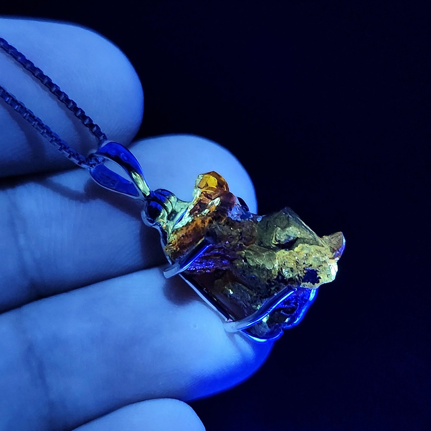 Orange Zincite Pendant, Sterling Silver Polish Zincite Crystal Necklace