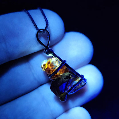 Orange Zincite Pendant, Sterling Silver Polish Zincite Crystal Necklace