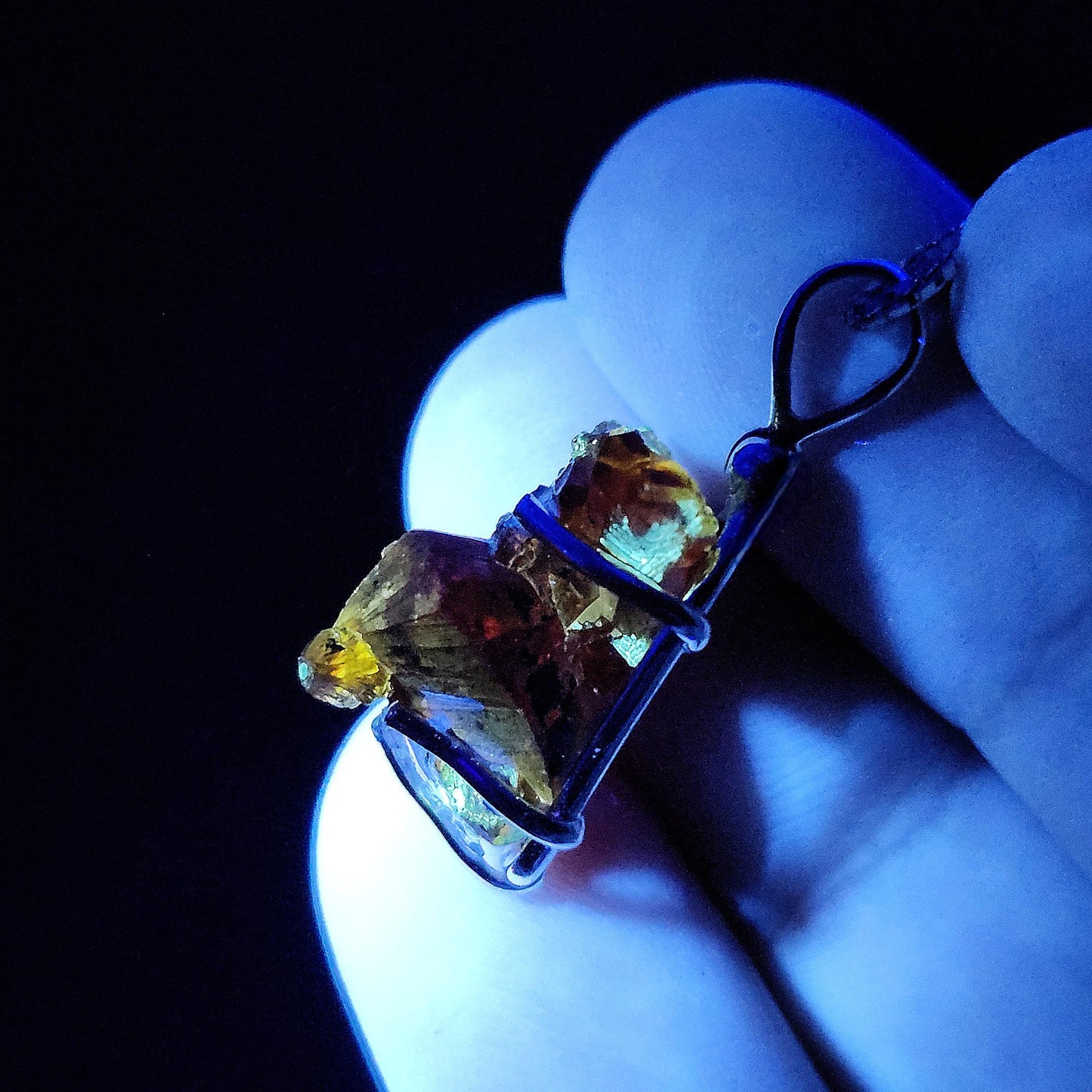 Orange Zincite Pendant, Sterling Silver Polish Zincite Crystal Necklace