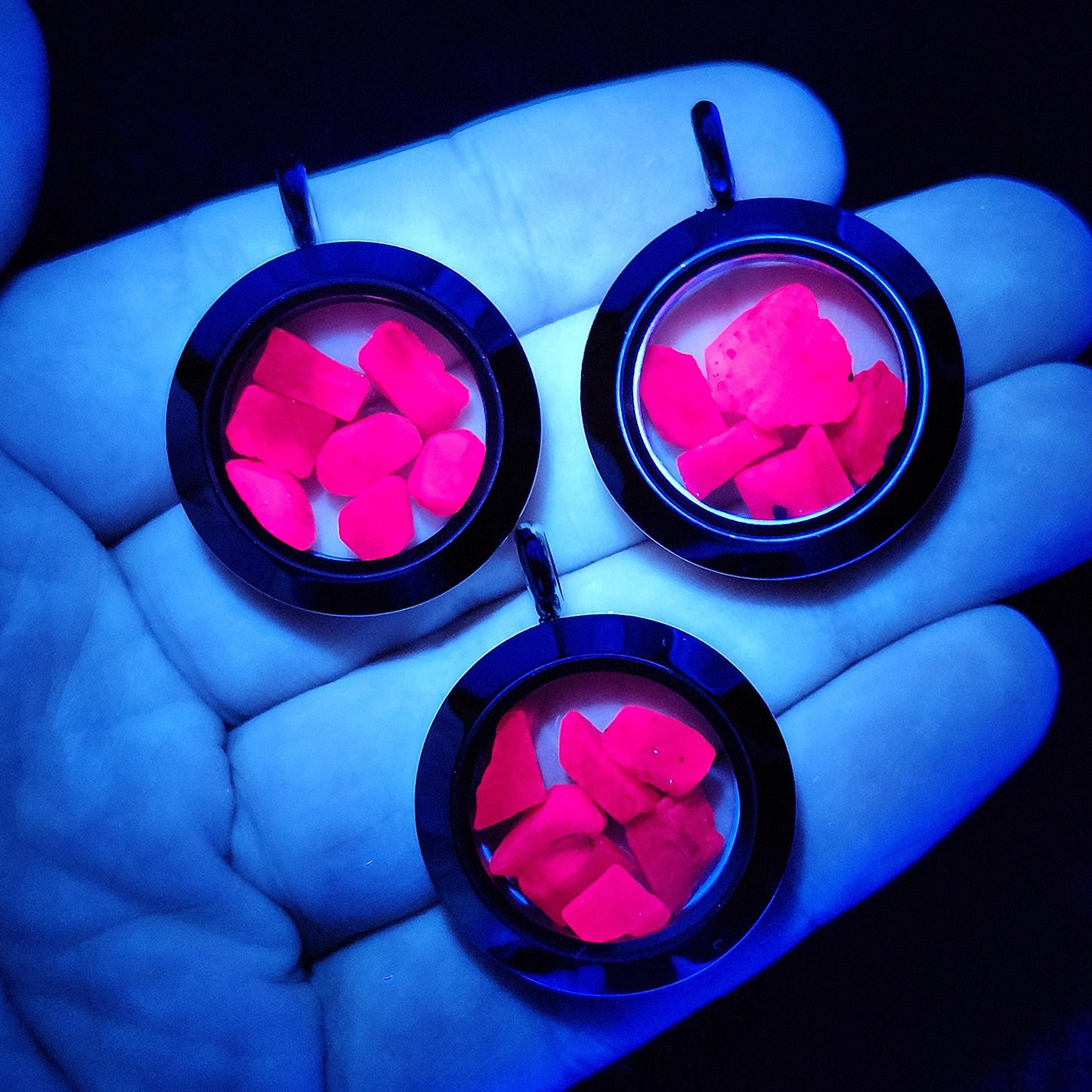 Ruby Crystal Pendant, UV Reactive Ruby Locket Necklace