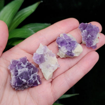 Lavender Purple Fluorite Cluster: UV Reactive, Fluorite with Calcite Mineral Specimen