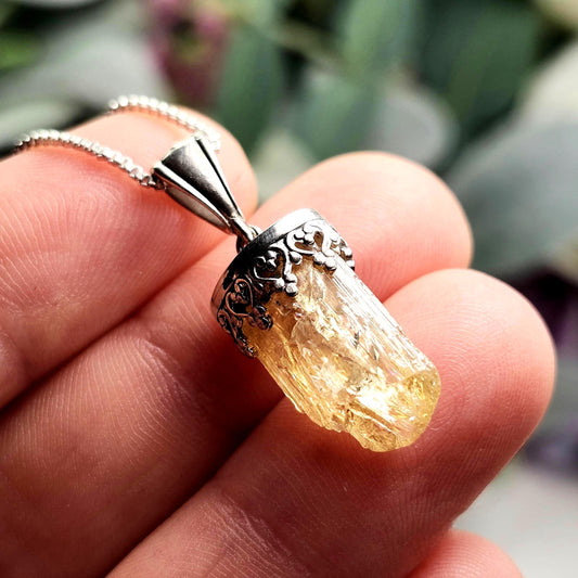 Golden Topaz Pendant, Sterling Silver Imperial Topaz Necklace