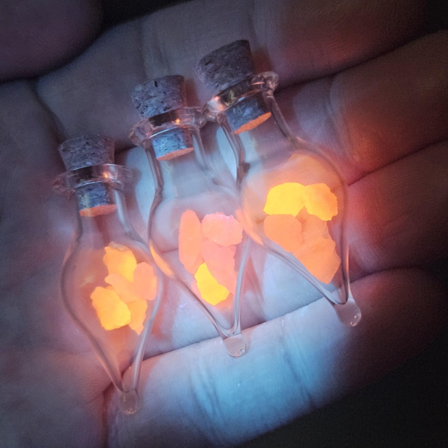 Hackmanite Crystal Chips: UV Reactive Hackmanite in Glass Jar