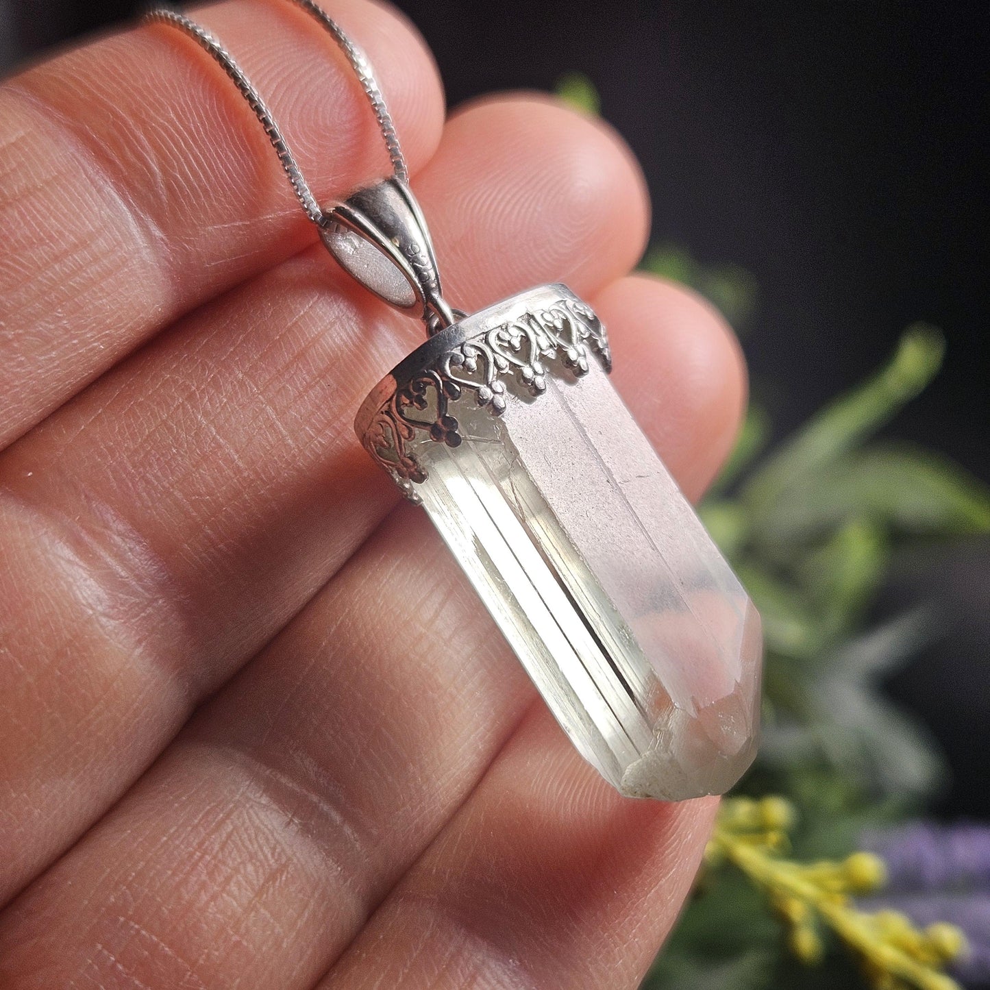 Golden Kunzite Pendant, Sterling Silver Yellow Kunzite Necklace, Spodumene Jewelry