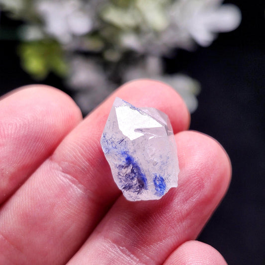 Terminated Fibrous Dumortierite Crystal, Dumortierite in Clear Quartz