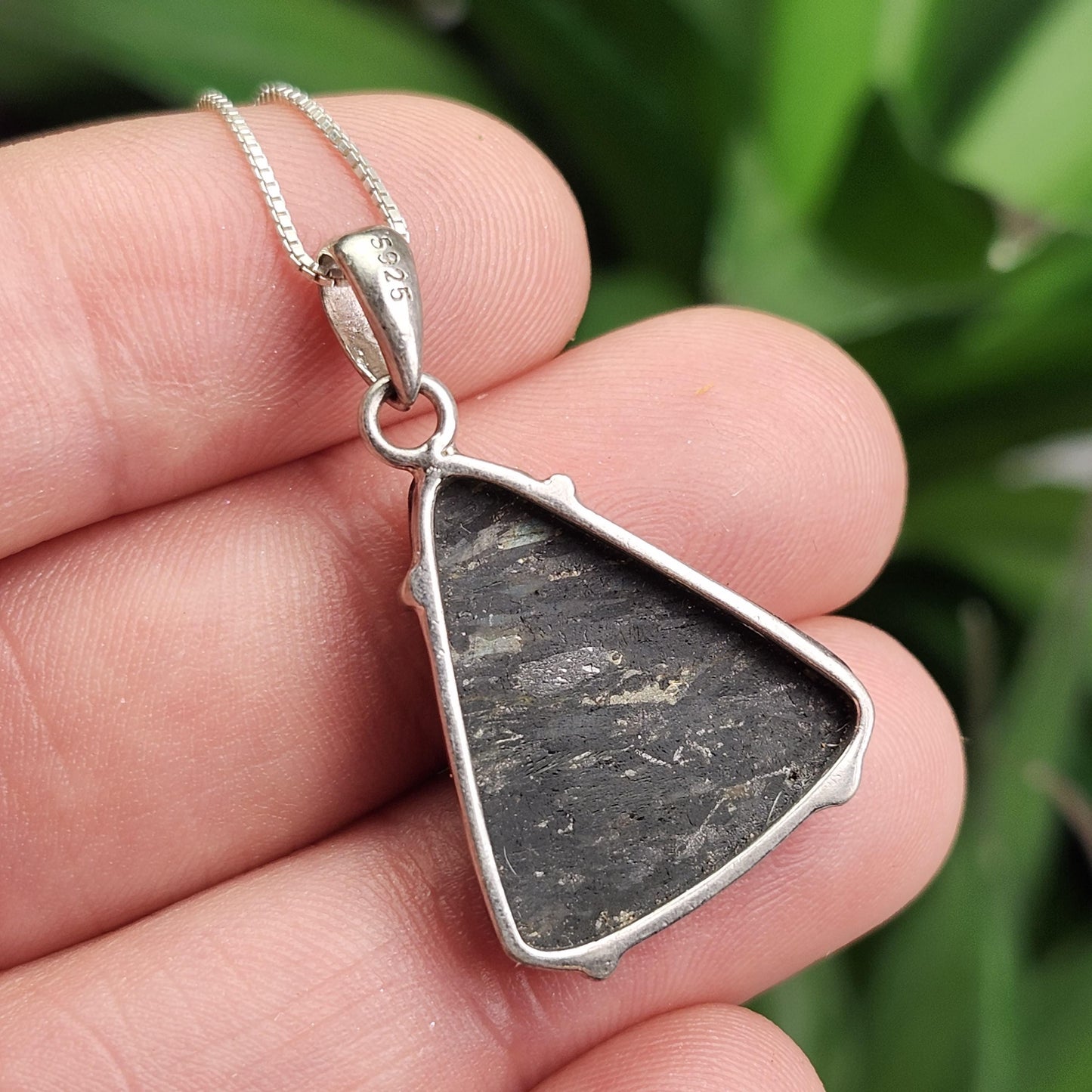 GREENLAND Nuummite Pendant, Sterling Silver Authentic Nuummite Necklace