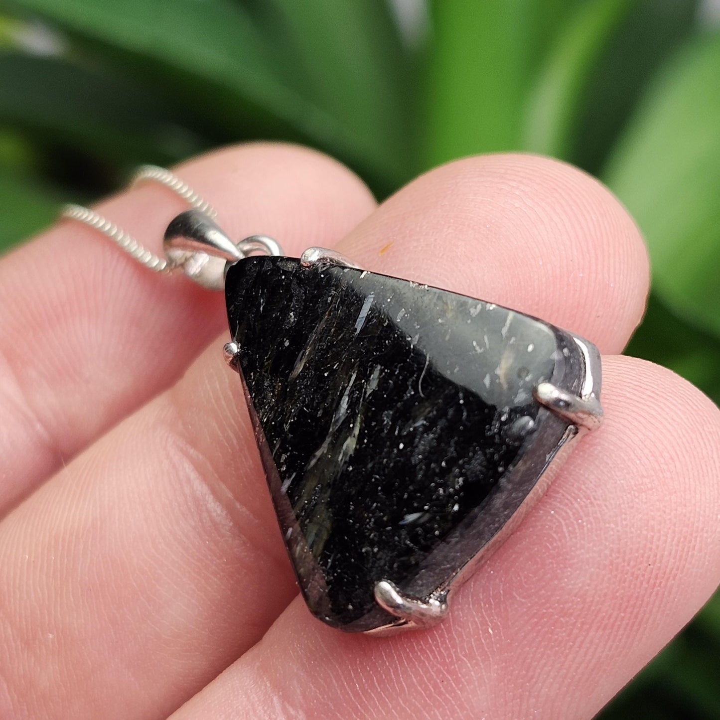 GREENLAND Nuummite Pendant, Sterling Silver Authentic Nuummite Necklace