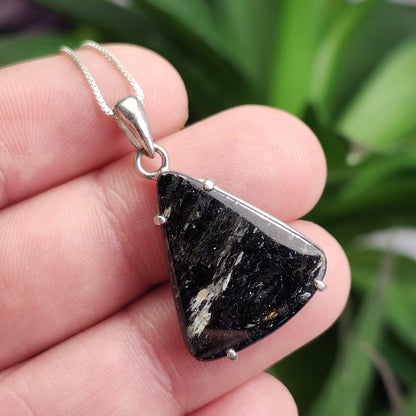 GREENLAND Nuummite Pendant, Sterling Silver Authentic Nuummite Necklace