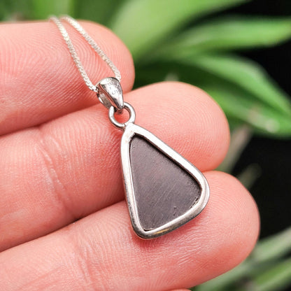Fibrous Sugilite Pendant, Sterling Silver Sugilite Necklace