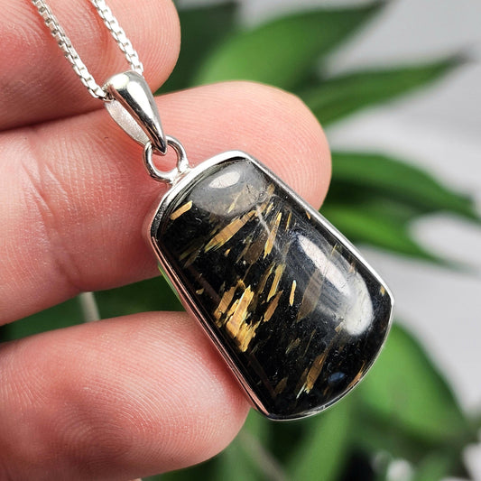 GREENLAND Nuummite Pendant, Sterling Silver Authentic Nuummite Necklace