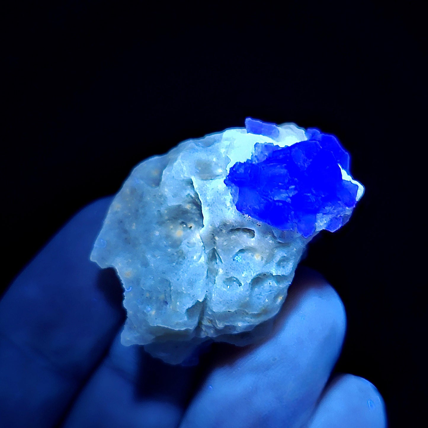 Lavender Purple Fluorite Cluster: UV Reactive, Fluorite with Calcite Mineral Specimen