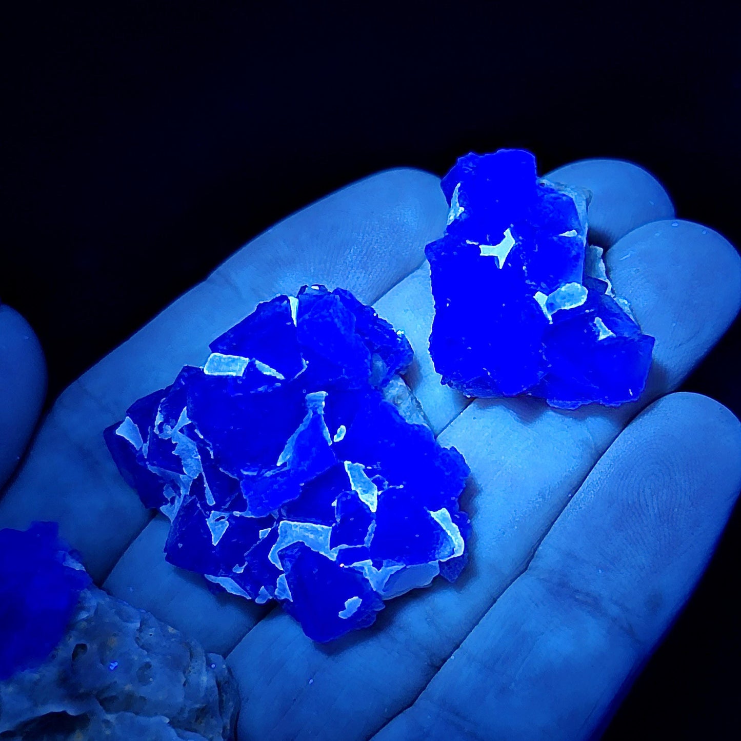 Lavender Purple Fluorite Cluster: UV Reactive, Fluorite with Calcite Mineral Specimen