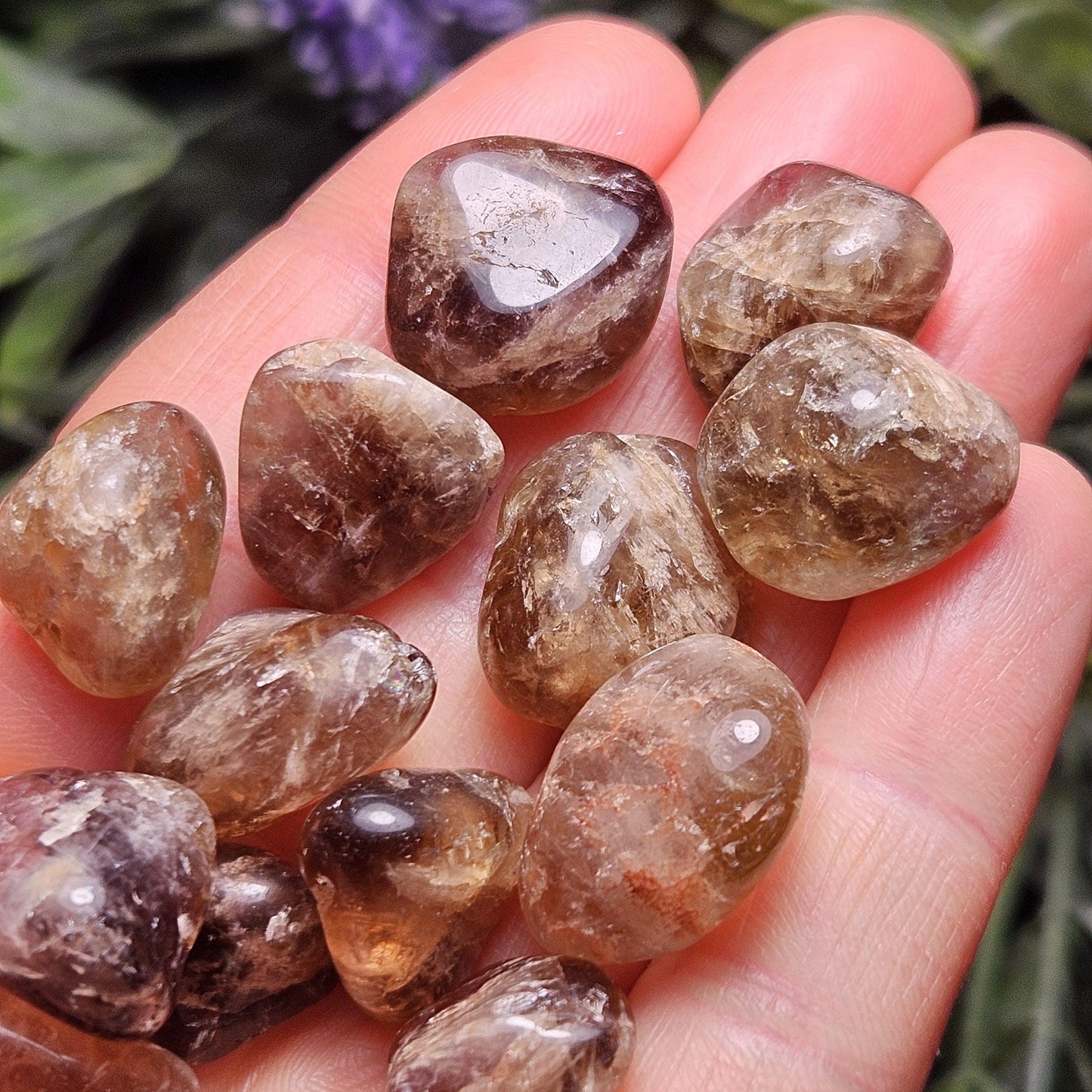 Natural Brazilian Citrine Tumbled Stone, Smoky Citrine