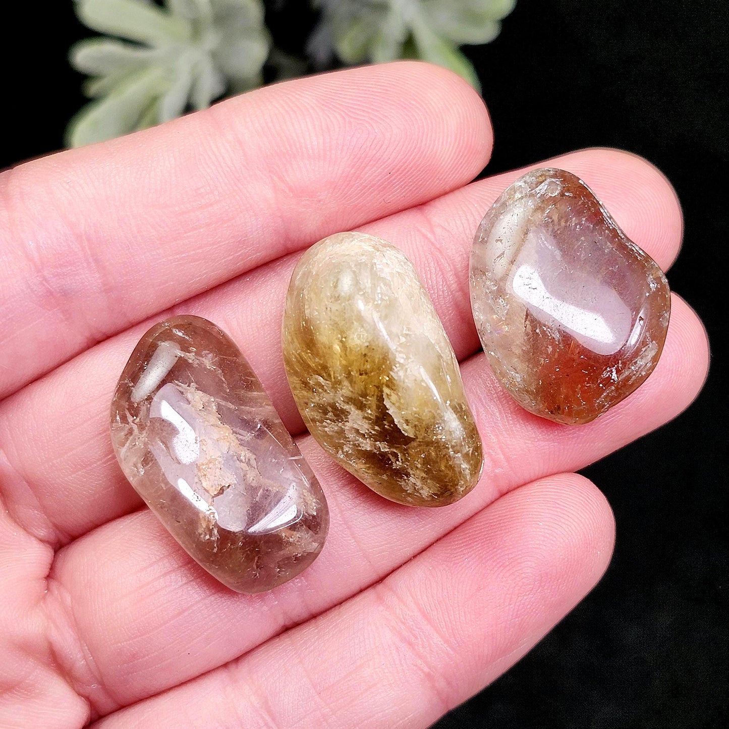 Natural Brazilian Citrine Tumbled Stone, Smoky Citrine