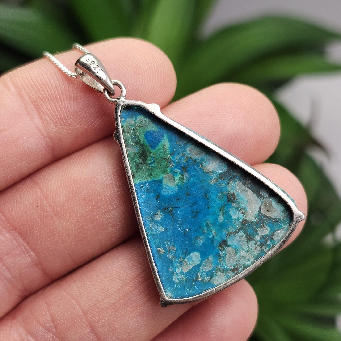 Chrysocolla & Malachite Pendant, Sterling Silver Chrysocolla Malachite Necklace