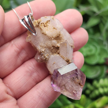Shangaan Amethyst Scepter Sterling Silver Necklace, Chibuku Mine, Gobobeseb Mountains