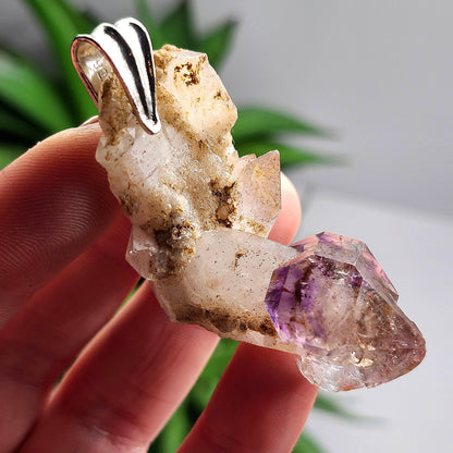 Shangaan Amethyst Scepter Sterling Silver Necklace, Chibuku Mine, Gobobeseb Mountains