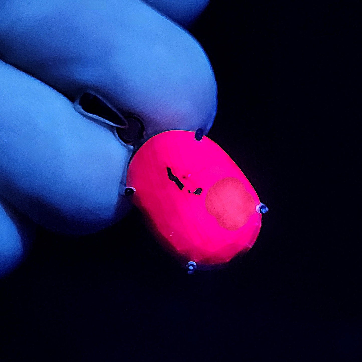 Faceted Ruby Crystal Pendant, UV Reactive Ruby Sterling Silver Necklace
