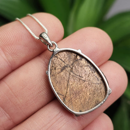 Golden Sapphire Pendant, Faceted Chocolate Sapphire Sterling Silver Necklace