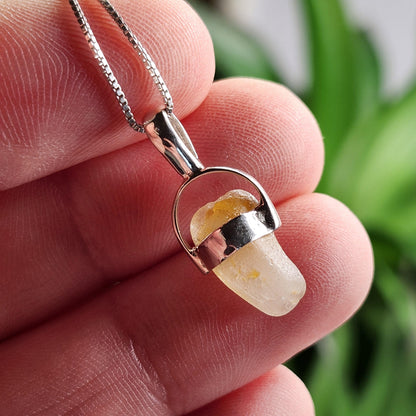 Golden Sapphire Pendant, OLD STOCK Sri Lankan Sapphire Crystal Necklace
