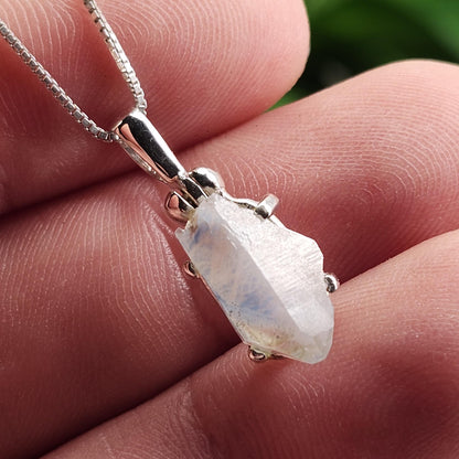 Papagoite in Quartz Pendant, Terminated Papagoite Sterling Silver Necklace