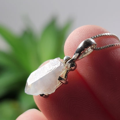 Papagoite in Quartz Pendant, Terminated Papagoite Sterling Silver Necklace