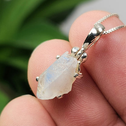 Papagoite in Quartz Pendant, Terminated Papagoite Sterling Silver Necklace