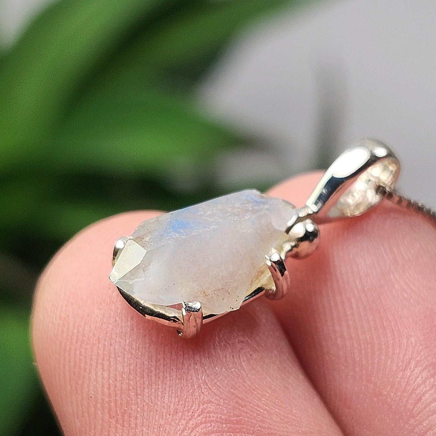 Papagoite in Quartz Pendant, Terminated Papagoite Sterling Silver Necklace