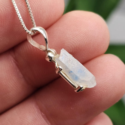 Papagoite in Quartz Pendant, Terminated Papagoite Sterling Silver Necklace