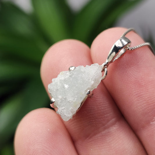 Euclase Crystal Pendant, Brazilian Blue Euclase Sterling Silver Necklace